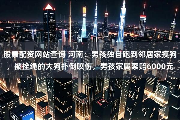 股票配资网站查询 河南：男孩独自跑到邻居家摸狗，被拴绳的大狗扑倒咬伤，男孩家属索赔6000元
